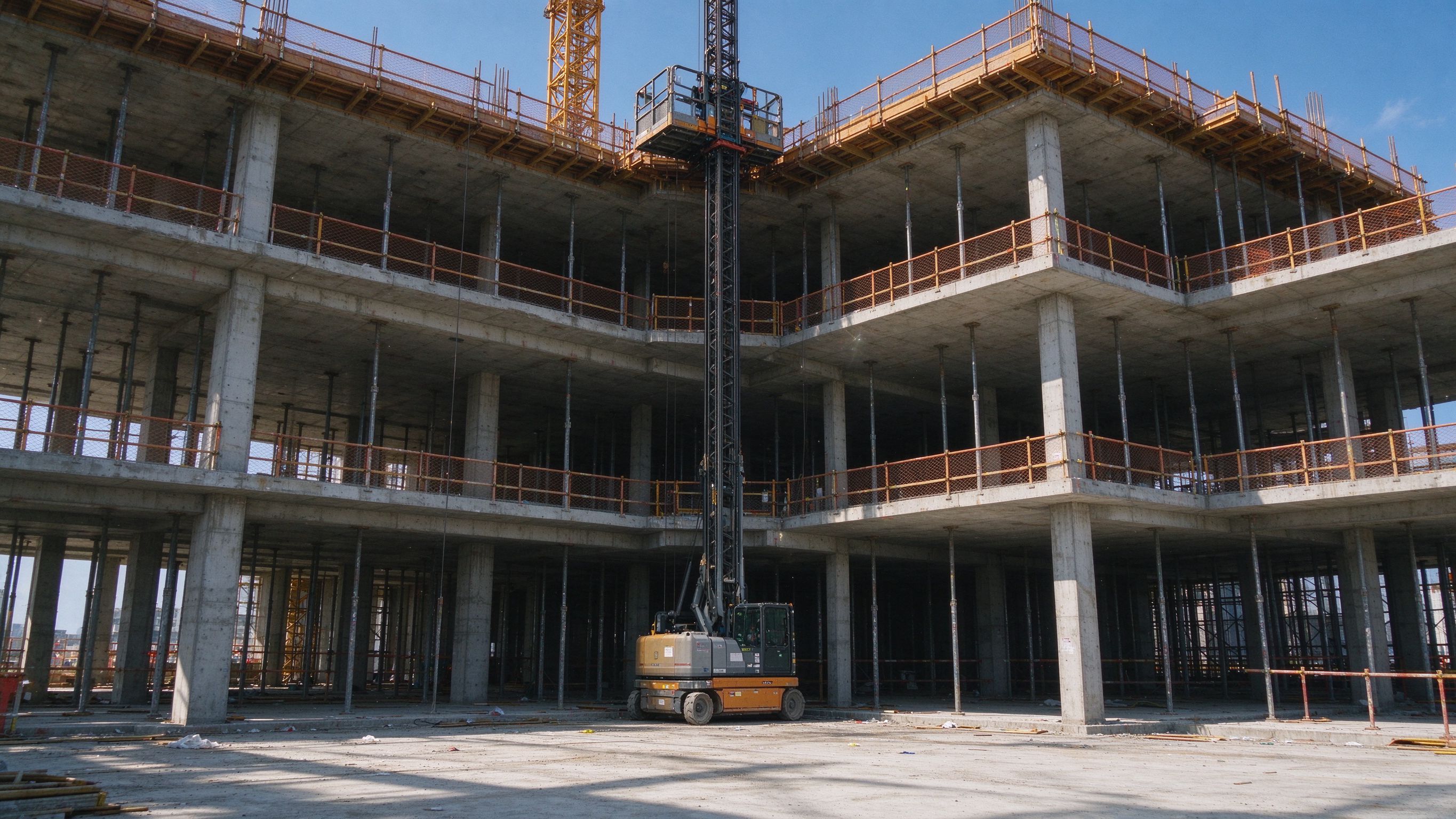 开封市区一处在建住宅项目，外架安全网与临边防护齐全